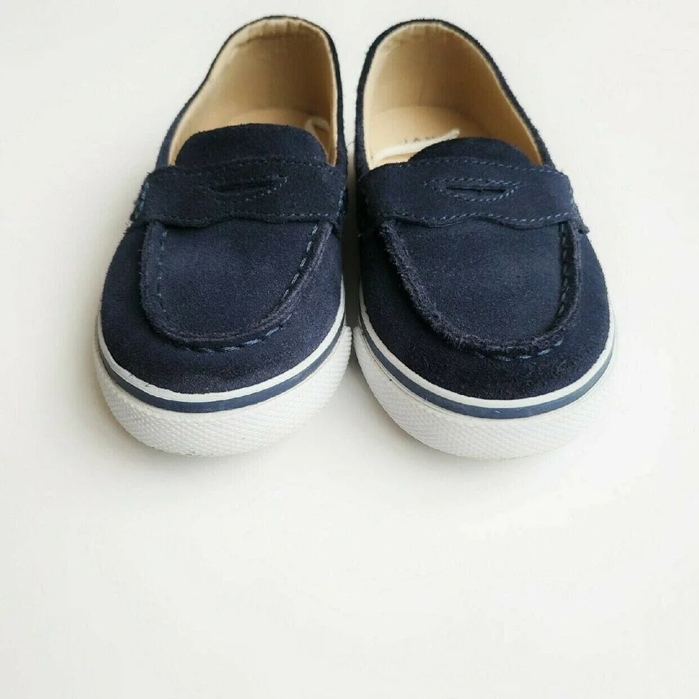 Janie & Jack 9 Leather Suede Driving Loafers Blue